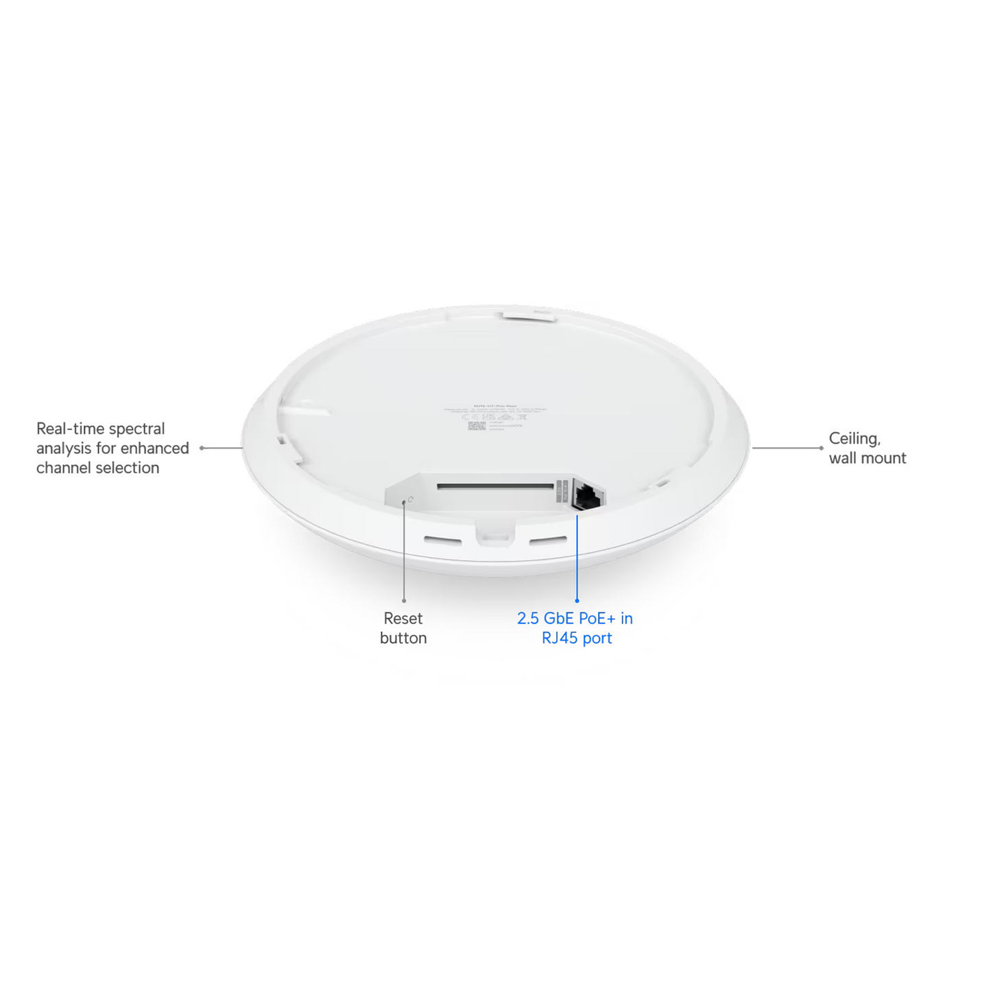 Ubiquiti Networks UniFi U7 PRO MAX Indoor WiFi 7 Access Point – Tri-Band, 6 GHz (5.7 Gbps), 5 GHz (4.8 Gbps), 2.4 GHz (1.2 Gbps), Supports 500+ Clients, Premium Design, White