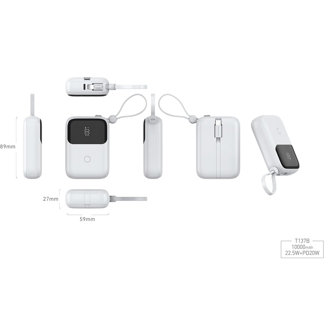 EKR Power Bank 22.5W USB-C, 10000mAh Small Portable Charger, PD3.0 Fast Charging Battery Pack, 3 Outputs Phone Charger for iPhone 16/15/14/13/12/11 series/Android/Samsung/Google/Airpods - Black