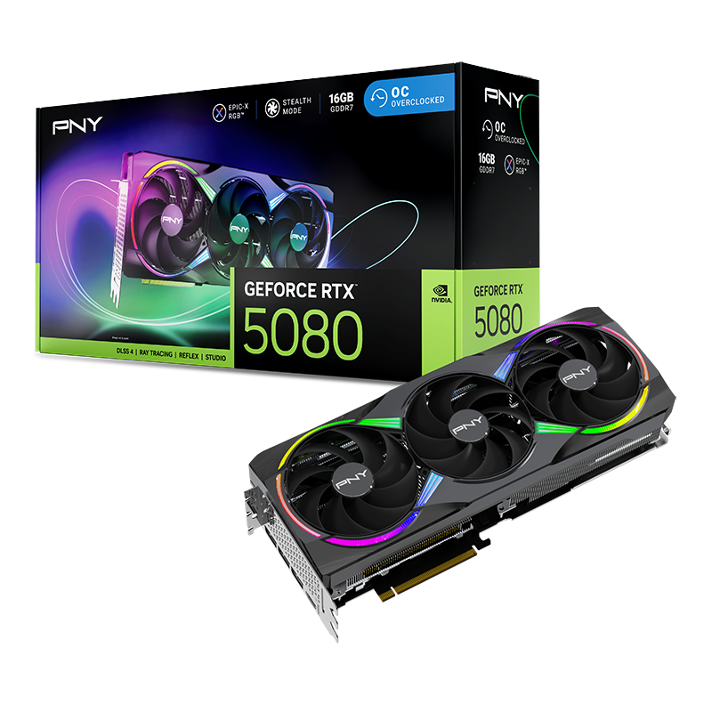 PNY GeForce RTX  5080 ARGB EPIC X RGB Overclocked Triple Fan GPU