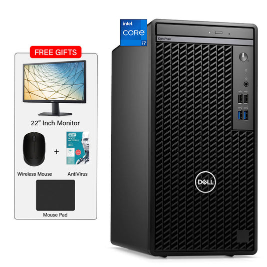 Dell Business Desktop PC 7020 Tower | FREE 22" Monitor + ANTI VIRUS + WIRELESS MOUSE + MOUSE PAD | Intel Core i7-14700