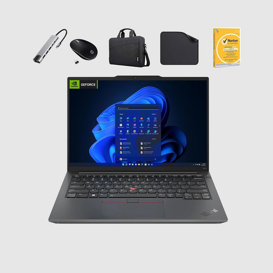 Lenovo Business Laptop ThinkPad E14 Gen 5 - FREE 8 in 1 HUB + Wireless Mouse + Bag + Antivirus + Mouse Pad | Intel Core i5-1335U, 16GB RAM - 512GB SSD, Nvidia 2GB Graphics, Windows 11 Pro (Upgrade)