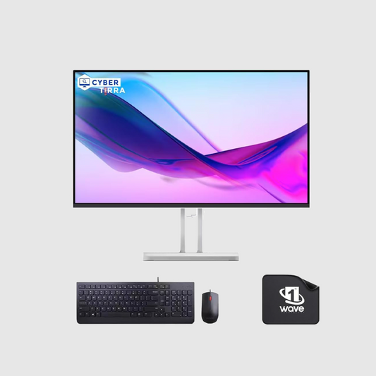 Lenovo 23.8" Full HD Monitor (L24i-4A) FREE Wired Keyboard + Mouse + Mousepad | Anti-glare, Slim Design, 3-Year Warranty