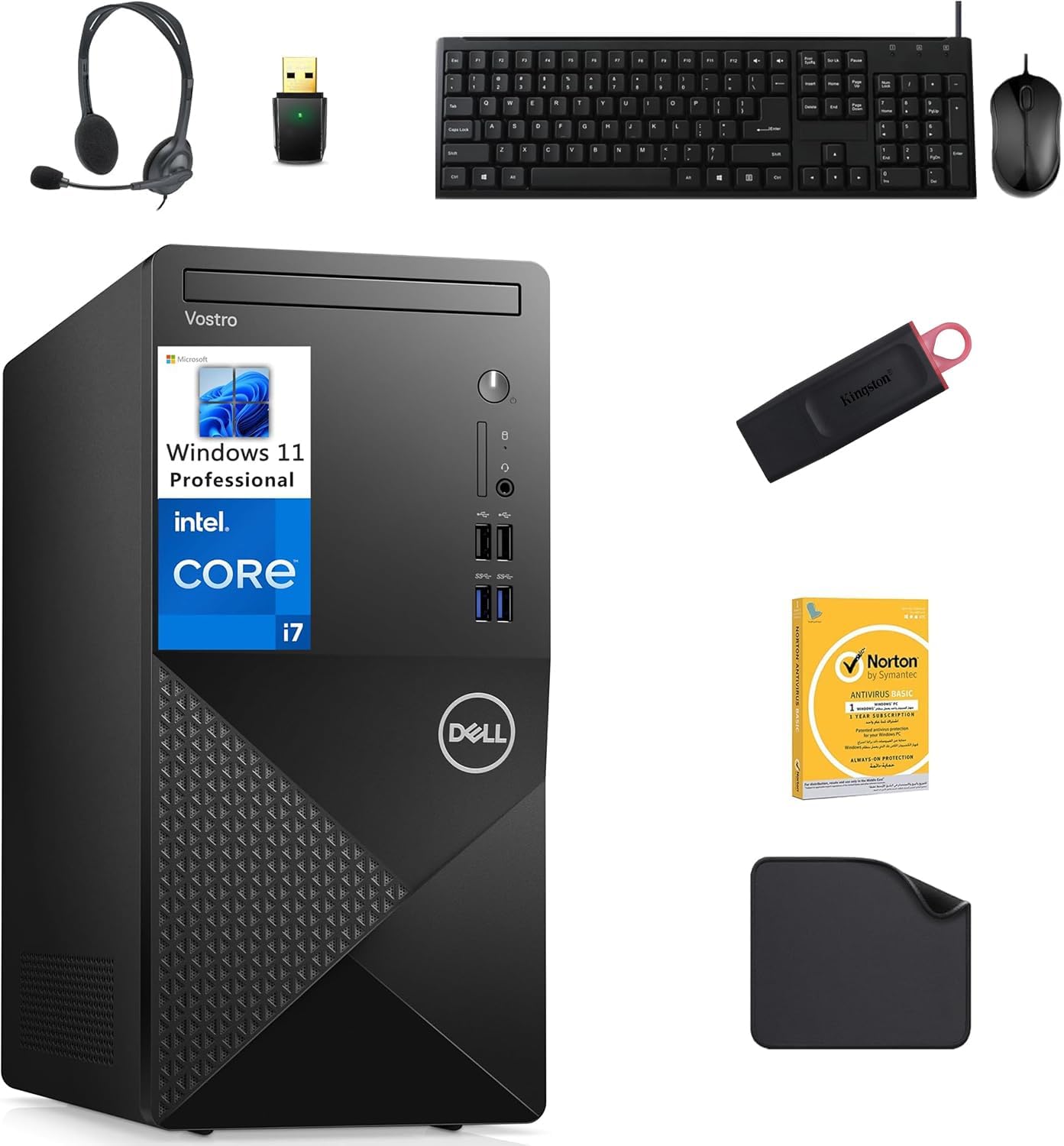 Dell Business Desktop PC 3910 Tower | Includes Wifi Adapter+Headset+128GB USB Drive+MOUSE PAD+Antivirus | 12th Gen Intel Core i7-12700K, 32GB RAM, 1TB SSD, 4GB Graphic Card | Windows 11 Pro (Upgrade)