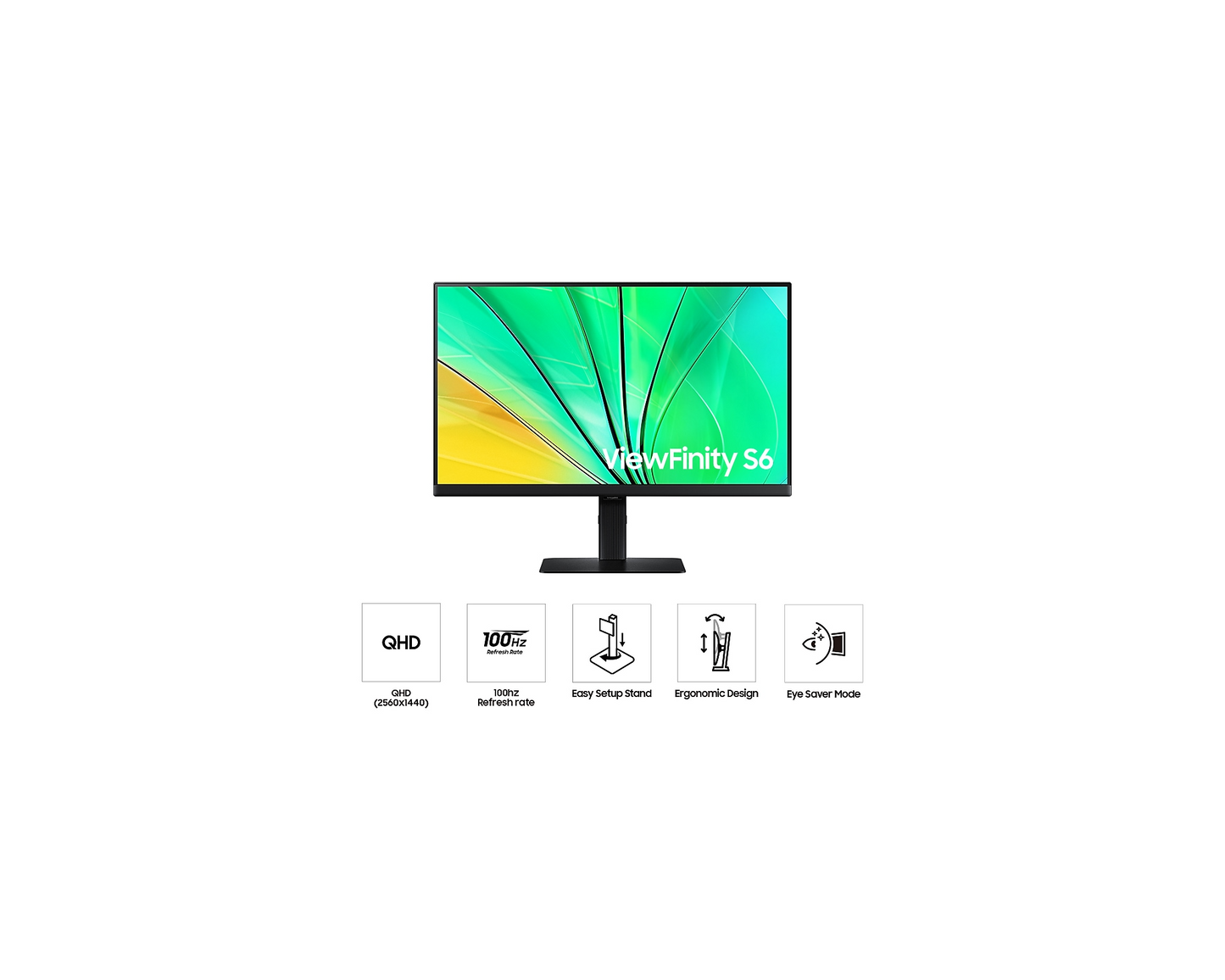 Samsung 24" S60D QHD ViewFinity Monitor - High Resolution, LS24D606EAMXUE, 24-Inch Display, QHD Clarity, Sleek Design - Includes Wireless Mouse + Mouse Pad