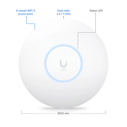 Ubiquiti Networks UniFi U6+ Indoor WiFi 6 Access Point – Dual-Band, 5 GHz (2.4 Gbps), 2.4 GHz (573.5 Mbps), Supports 300+ Clients, Compact Sleek Design, White