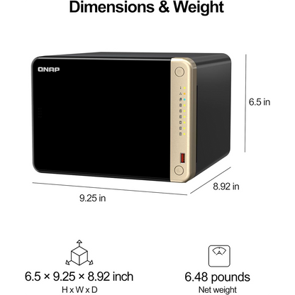 Q-NAP TS664 NAS 6 Bay (16GB RAM) – Preconfigured with NAS HDDs, High-Performance Desktop Network Storage Device - FREE Extrenal SSD 512GB for Backup (24TB (6 x 4TB HDDs))