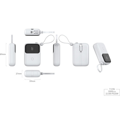 EKR Power Bank 22.5W USB-C, 10000mAh Small Portable Charger, PD3.0 Fast Charging Battery Pack, 3 Outputs Phone Charger for iPhone 16/15/14/13/12/11 series/Android/Samsung/Google/Airpods - Black