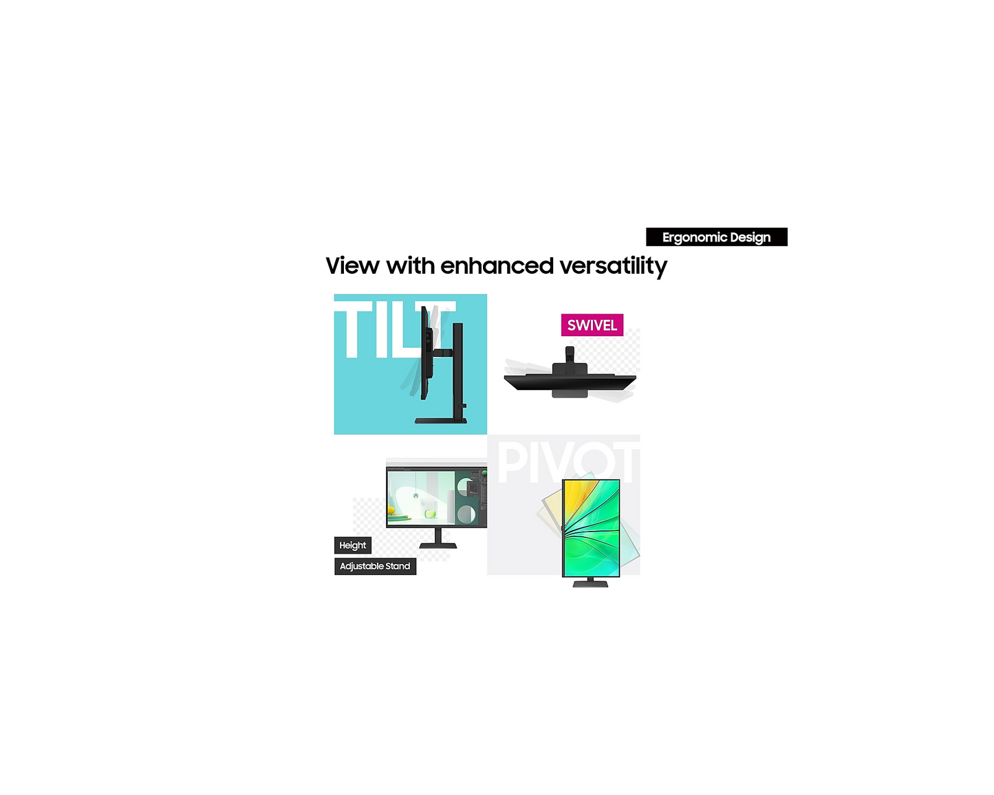 Samsung 24" S60D QHD ViewFinity Monitor - High Resolution, LS24D606EAMXUE, 24-Inch Display, QHD Clarity, Sleek Design - Includes Wireless Mouse + Mouse Pad