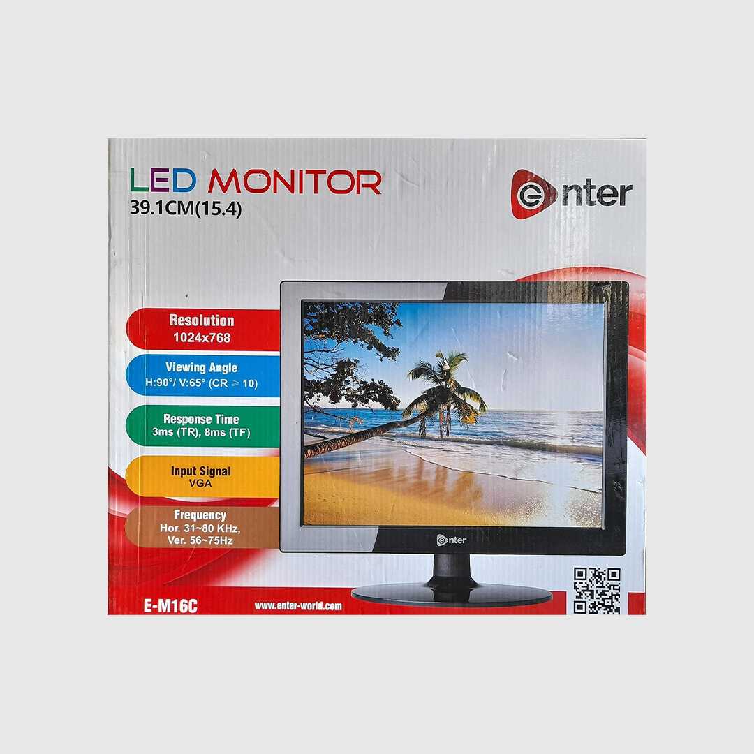 Enter Monitor E-M0-A06 – 15.6" Full HD LED Backlit Portable Screen Monitor – Sleek, Lightweight