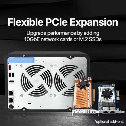 Q-NAP TS664 NAS 6 Bay (16GB RAM) – Preconfigured with NAS HDDs, High-Performance Desktop Network Storage Device - FREE Extrenal SSD 512GB for Backup (48TB (6 x 8TB HDDs))