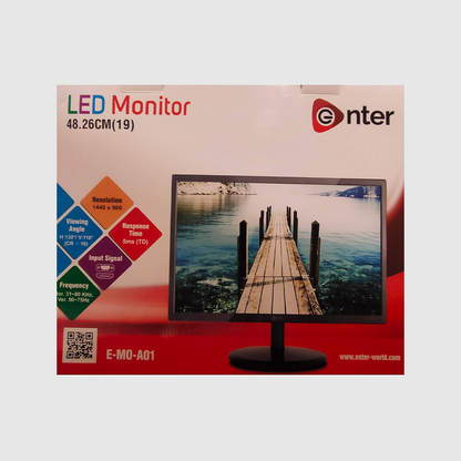 Enter LED Monitor 48.26 cm (19 Inch), HD Display, Slim Design, E-M0-A01, Black