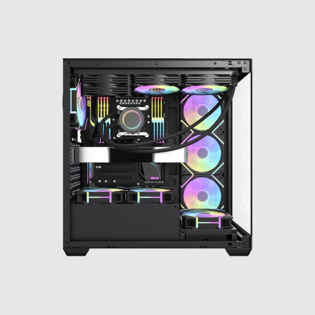 FIRST WAVE VERTEX Workstation PC - Intel Core i9-14900K, 64GB DDR5 RAM, 1TB NVMe SSD + 1TB HDD, Zotac RTX4060 8GB Graphics - Win11 Pro, 1+1 Year Warranty For Video Editing, 3D Modeling (Jet Black)