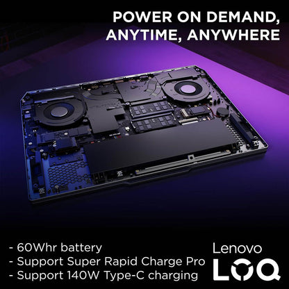 Lenovo LOQ 15IAX9 Gaming Laptop | 15.6" FHD 144Hz Display | Intel i5-12450HX | 24GB RAM | 512GB SSD | RTX 4050 6GB | Backlit English-Arabic Keyboard | Windows 11 | Luna Grey