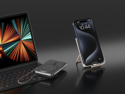 EKR 10,000mAh Power Bank with Stand, Built-in Cable, 20W PD Fast Charging for iPhone 16/15/14/13/12/11 series/Samsung 25Ultra/Android/Airpods (Titanium Black)