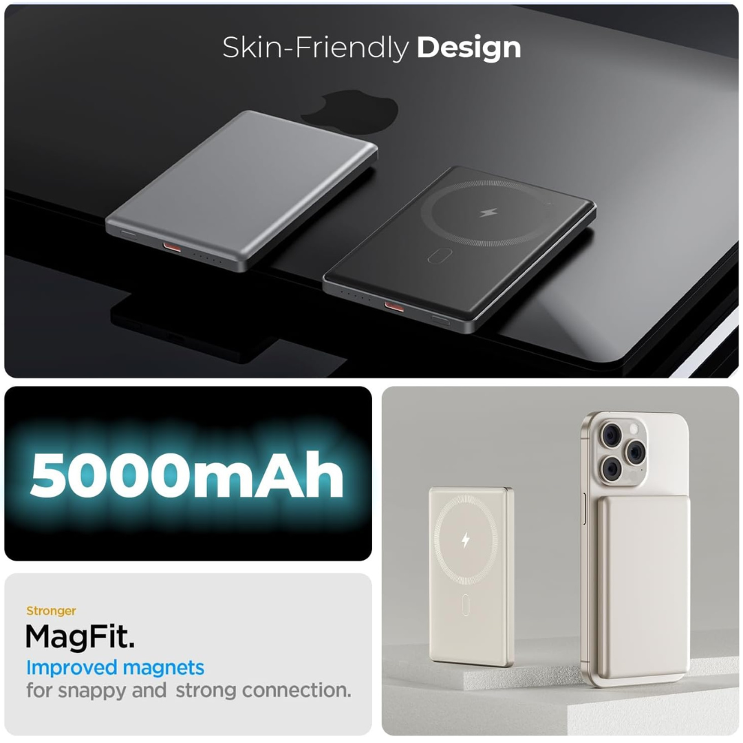 EKR 5000mAh Slim Power Bank, 15W Wireless Charging, PD20W Fast Charging for iPhone 16/15/14/13/12/ series/Samsung/Android/Google/Airpods