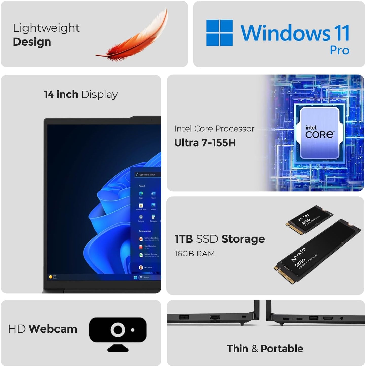 Lenovo Business Laptop E14 Gen 6 - FREE 12 in 1 HUB + Wireless Mouse + Laptop Bag + Antivirus + Mouse Pad | Intel Ultra 7-155H, 16GB RAM - 1TB SSD, Windows 11 Pro (Upgrade)